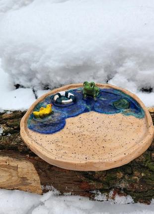 Керамическая тарелка лягушка и качения выполнена в ручную6 фото
