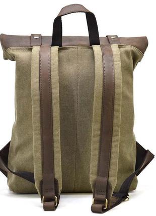Рол-ап рюкзак із кінської шкіри та канвас tarwa roc-5191-3md4 фото