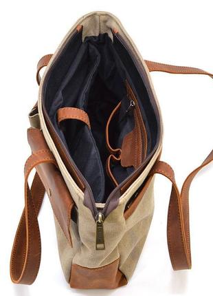 Жіноча сумка тоут із канвас і шкіри tarwa rbs-3930-3md з передніми кишенями6 фото