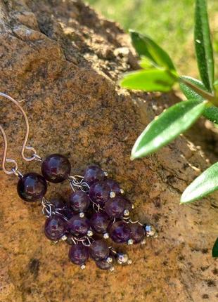 Сережки - грона з аметиста ′гронь винограду′4 фото
