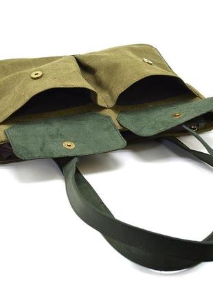 Женская сумка тоут из канвас и кожи tarwa reh-3930-3md с передними карманами6 фото