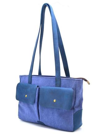 Женская сумка тоут из канвас и кожи tarwa rskyk-3930-3md с передними карманами1 фото