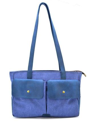 Женская сумка тоут из канвас и кожи tarwa rskyk-3930-3md с передними карманами3 фото