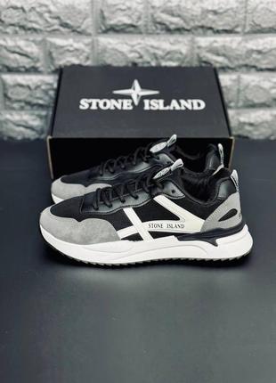 Чоловічі кросівки стон ісланд stone island чорно білі класичні, хіт!2 фото