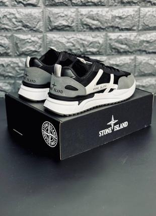 Чоловічі кросівки стон ісланд stone island чорно білі класичні, хіт!7 фото