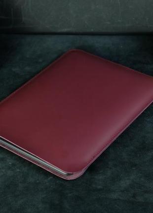 Кожаный чехол для macbook, дизайн №1 кожа grand, цвет бордо