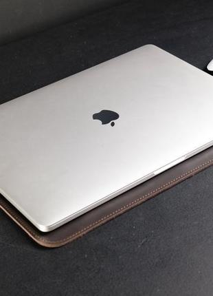 Шкіряний чохол для macbook, дизайн №1, вінтажна шкіра, колір шоколад3 фото
