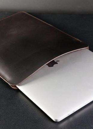 Шкіряний чохол для macbook, дизайн №1, вінтажна шкіра, колір шоколад2 фото