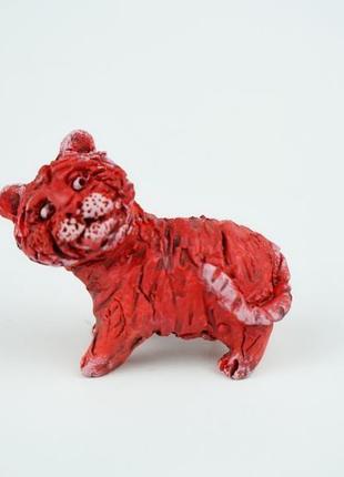 Фигурка тигра 2022 тигрёнок красный фігурка тигр кераміка tiger figurine1 фото