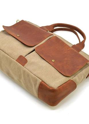 Чоловіча сумка з канвасу та кінської шкіри tarwa rbsc-3990-3md коньяк5 фото
