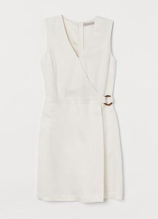 Льняное кремовое платье на запах с пряжкой h & m3 фото