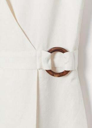 Льняное кремовое платье на запах с пряжкой h & m6 фото