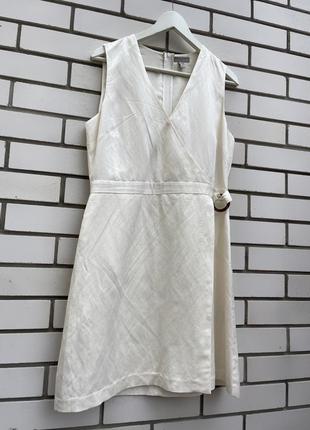 Льняное кремовое платье на запах с пряжкой h & m9 фото