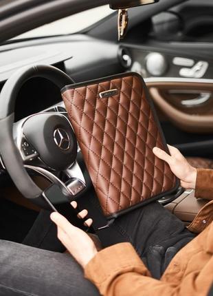 Папка для авто-документов а4 mercedes-benz от carbag черная с серой строчкой и серой окантовкой7 фото