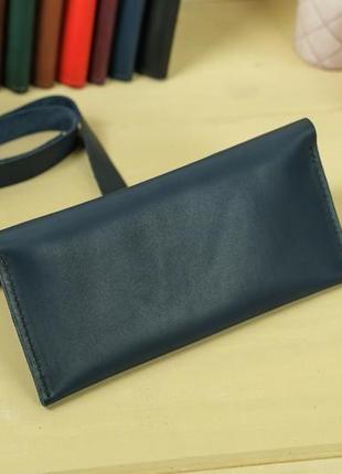 Шкіряний гаманець, клатч с закруткой, шкіра італійський краст, колір синій2 фото