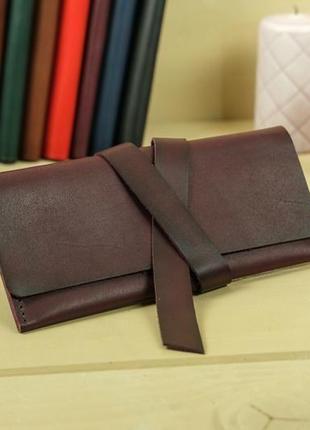 Шкіряний гаманець, клатч с закруткой, шкіра італійський краст, колір бордо1 фото