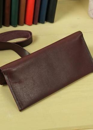 Кожаный кошелек, клатч с закруткой, кожа итальянский краст, цвет бордо2 фото