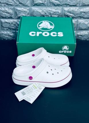 Крокс жіночі шльопанці білі сабо crocs на високій підошві крокс універсальні2 фото