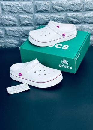 Крокс жіночі шльопанці білі сабо crocs на високій підошві крокс універсальні5 фото