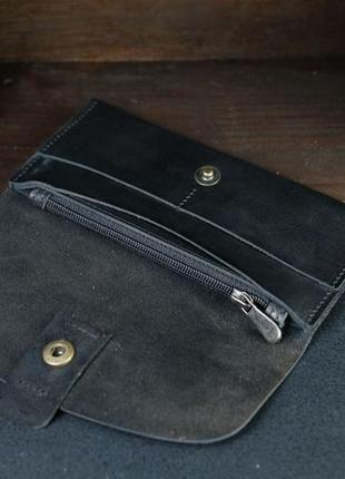 Кожаный кошелек, клатч "баттерфляй 2", кожа краст, цвет черный3 фото
