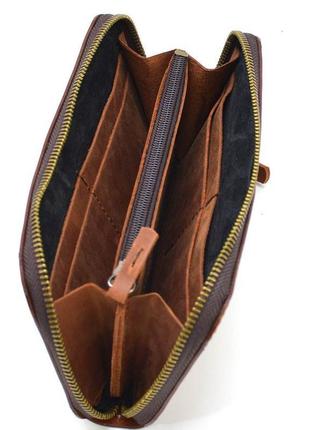 Чоловічий шкіряний гаманець клатч на блискавці tarwa rb-711-3md коньячний5 фото