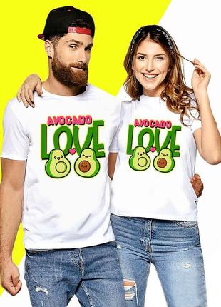 Парні футболки для закоханих із принтом "avocado love. парочка авокадо" push it1 фото