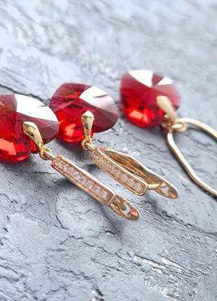 Позолоченные серьги с кристаллами swarovski сердце scarlet3 фото