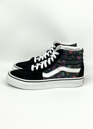 Кроссовки / кеды vans off the wall flowers 💐 оригинал черные высокие размер 36.5 - 37