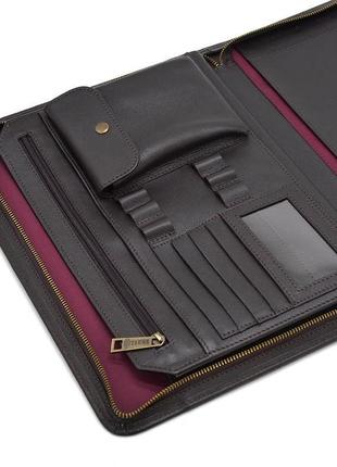 Кожаная коричневая папка органайзер портфолио на молнии для документов а4+ tarwa gc-1295-4lx