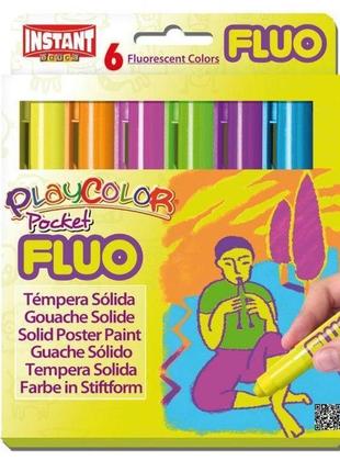 Краска выдвижная в виде мелка instant playcolor pocet fluo набор 6цв. 104211 фото