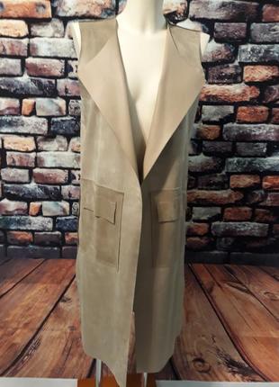 Тренч без рукав эко кожа