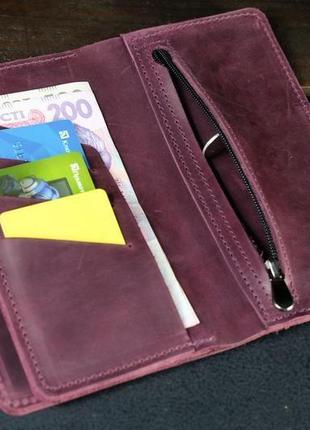 Шкіряний гаманець нова, шкіра crazy horse, колір бордо5 фото
