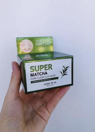 Some by mi, очищувальна глиняна маска для обличчя super matcha pore clean clay, 100 г, сам бай мі, з глиною, для очищення пор1 фото