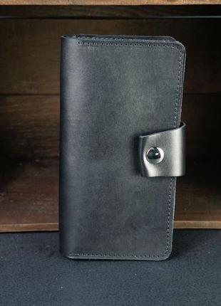 Кожаный кошелек нова, кожа итальянский краст, цвет черный1 фото