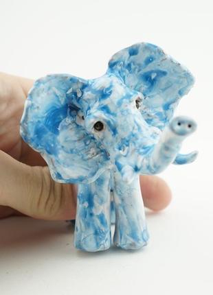 Фігурка слона біло синього слон статуэтка4 фото