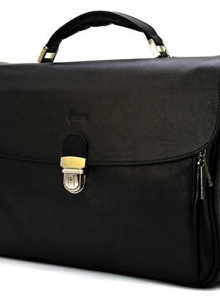 Шкіряний чоловічий портфель на два відділення tarwa ga-2067-4lx чорний1 фото