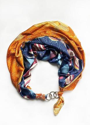 Шелковый платок my scarf "золотой сад" шейный платок, подарок женщине1 фото