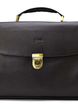 Шкіряний чоловічий портфель на два відділення tarwa gc-2067-4lx коричневий7 фото
