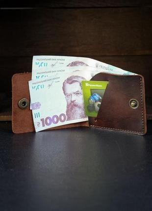 Шкіряний гаманець жорик, шкіра італійський краст, колір вишня4 фото