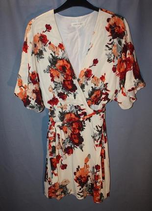 Платье кимоно с цветочным принтом на запах honey punch, s