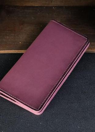 Кожаный кошелек, лонг на 4 карты, кожа итальянский краст, цвет бордо2 фото
