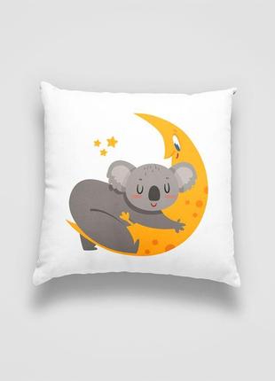 Подушка декоративна з дитячим оригінальним принтом "спляча коала на місяць. sleeping koala" push it