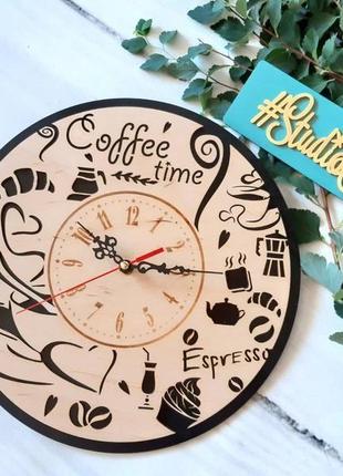 Годинники настінні інтер'єрні coffee time 32х32 див.1 фото