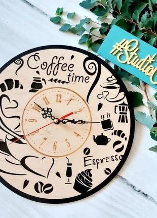 Годинники настінні інтер'єрні coffee time 32х32 див.2 фото