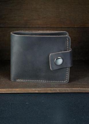 Кожаный кошелек, портмоне на застежке с монетницей, кожа crazy horse, цвет шоколад1 фото