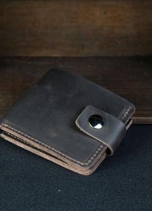 Кожаный кошелек, портмоне на застежке с монетницей, кожа crazy horse, цвет шоколад2 фото