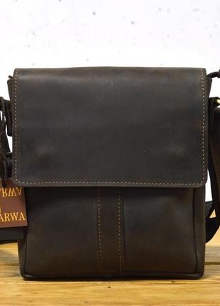 Шкіряна сумка через плече із клапаном коричнева tarwa rc-4126-4sa