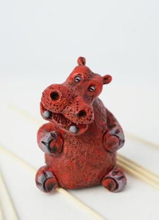 Фигурка бегемота красного hippopotamus handmade фігурка бегемотика