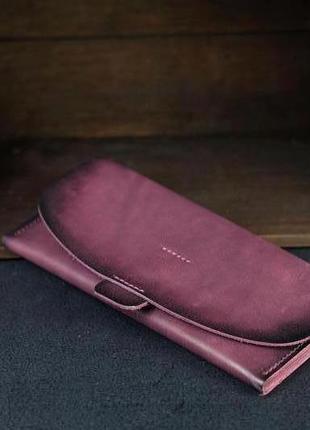 Кожаный кошелек, клатч "баттерфляй 2", кожа краст, цвет бордо