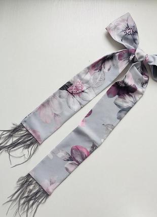 Краватка твіллі з пір'ям, шарфик-краватка, шарф-стрічка my scarf1 фото